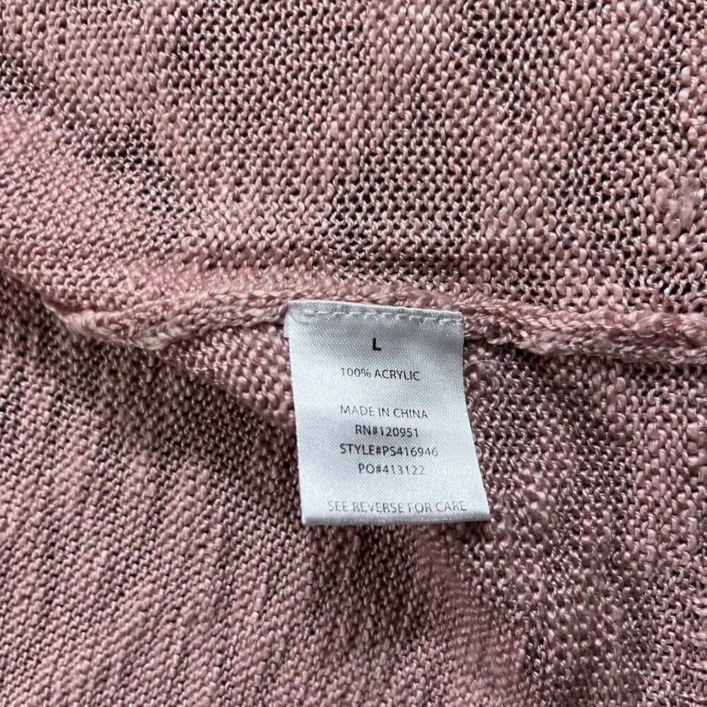 Pink Rose Acrylic Open Front Knit Cardigan 3/4 Sleeve Womens LG Pink Lightweight - Picture 6 of 8